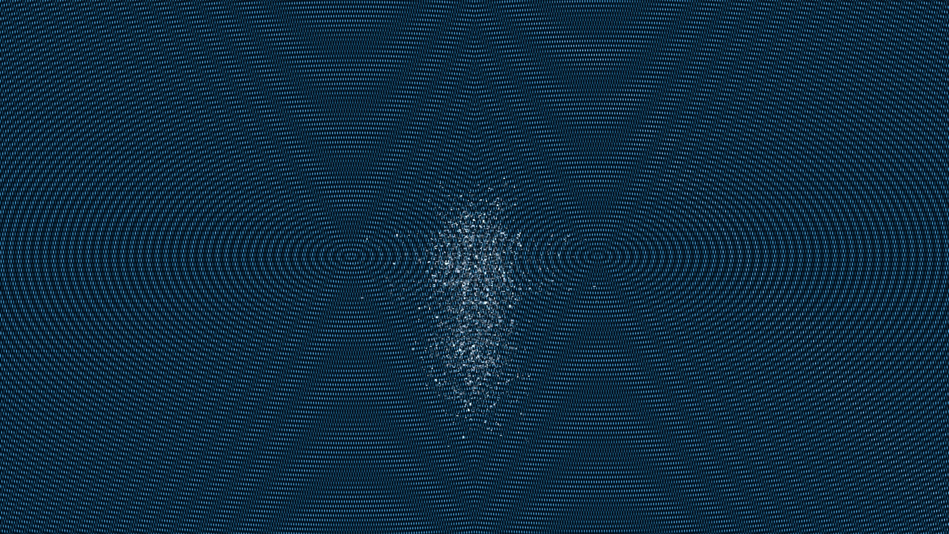 An early ChromeBeing preset, a sparse blue Chladni dot-lattice with a faint central spindle