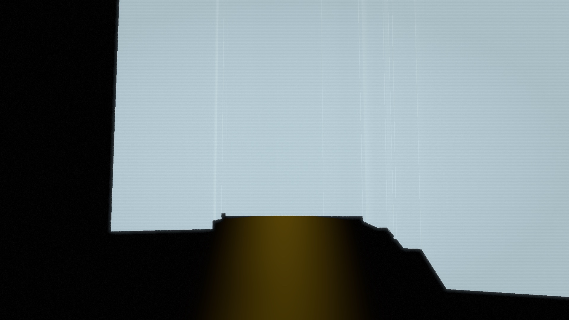CathedralLight rendering as a blown-out pale slab with a hard clipped silhouette