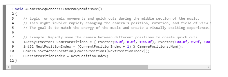 Middle: dynamic movements and quick cuts