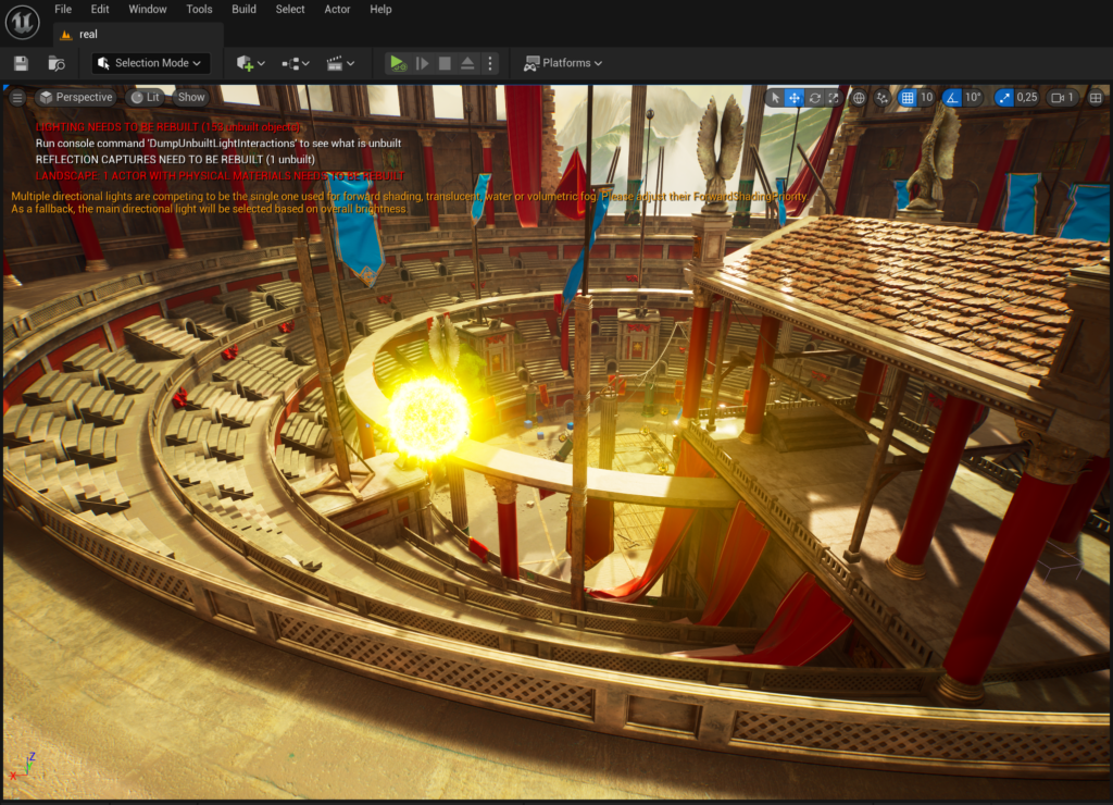 The gladiator arena with a central energy burst