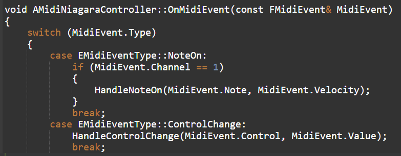 MIDI-driven effect in Niagara